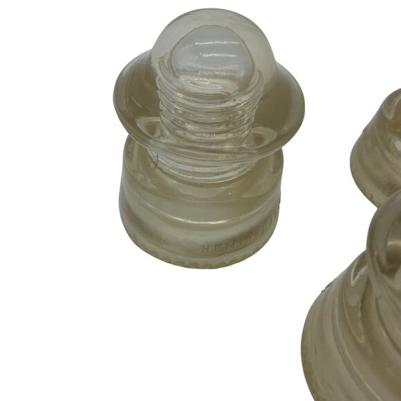 Hemingray Vintage Glass Insulators Set Of 3 Clear Collectible Farmhouse Decor - Picture 3 of 15